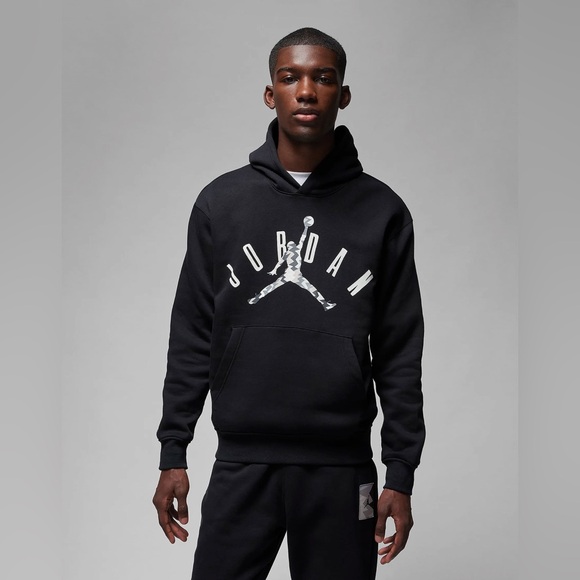 JORDAN MENS FLIGHT MVP FLEECE‎ PULLOVER HOODIE BLACK Size Large New With Tags
